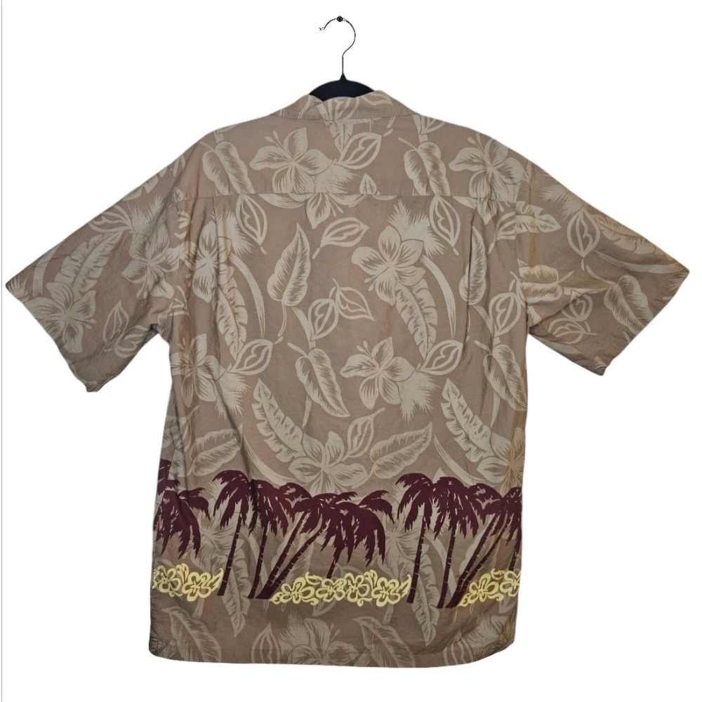 Hilo Hatties Original Hawaiian Shirt Brown Burgundy Palm Trees Sz L - Picture 6 of 6